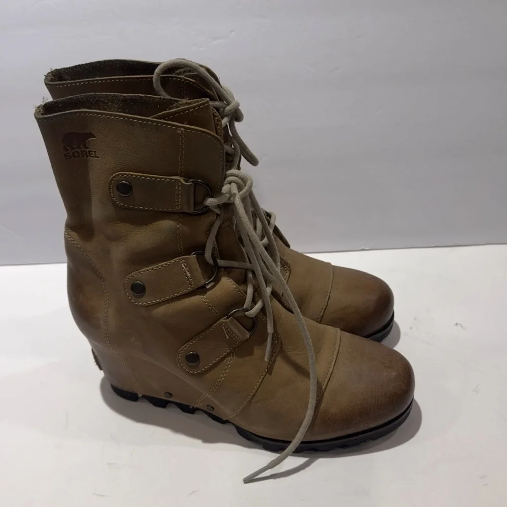 Sorel Women's Joan Of Artic Wedge ll Ash Brown Leather Boots - Picture 5 of 9